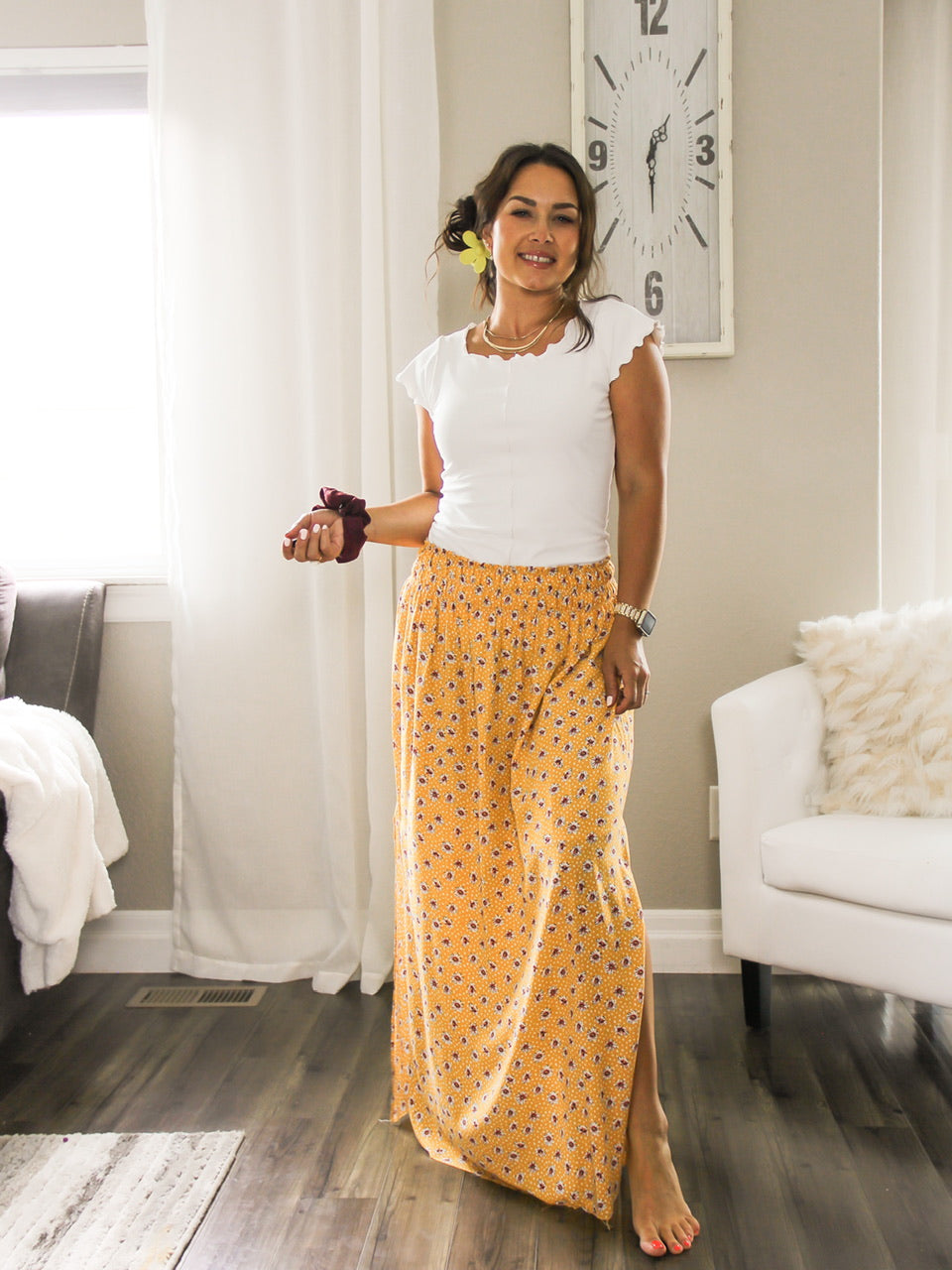 Polka dot clearance maxi skirt yellow