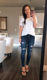 Star Embellished Distressed T-shirt