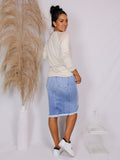 Distressed Jean Skirt | Light Wash