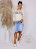 Distressed Jean Skirt | Light Wash