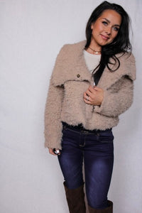 Faux Fur Jacket | Taupe