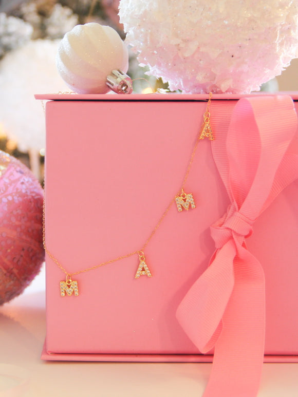 Gold MAMA Crystal Initials | Necklace