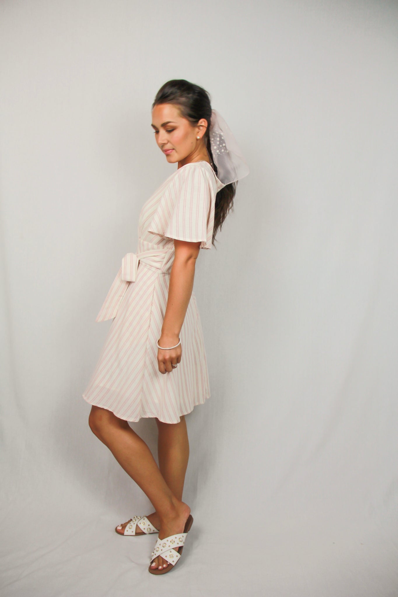 Linen Knee length Dress Blush Cream Isla Blush Boutique