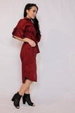 Tie Front Button Down Dress | Dark Red